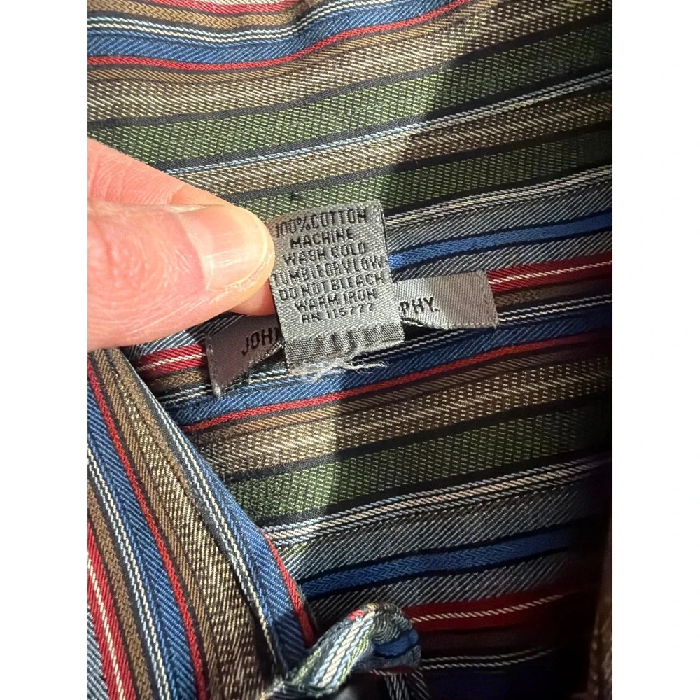 Johnston & Murphy Shirt‎ Men's XXL Multicolor Striped Long Sleeve Button Down
